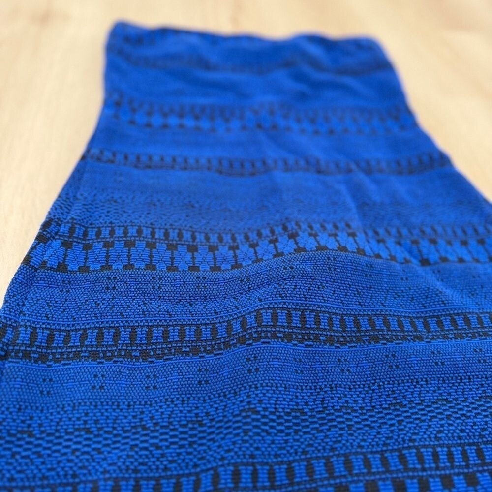 bebe Womens Strapless Bodycon Mini‎ Dress Royal Blue Geometric Knit XS Full Zip - Picture 6 of 16